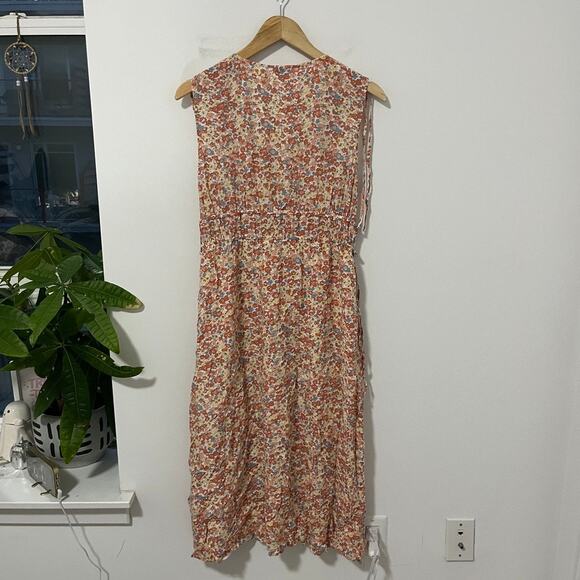 Rails Pink Floral Print V Neck Midi Dress Size Small - Picture 5 of 6